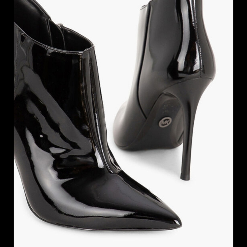 MICHAEL KORS women shoes black leather Antonia patent Bootie ankle boot